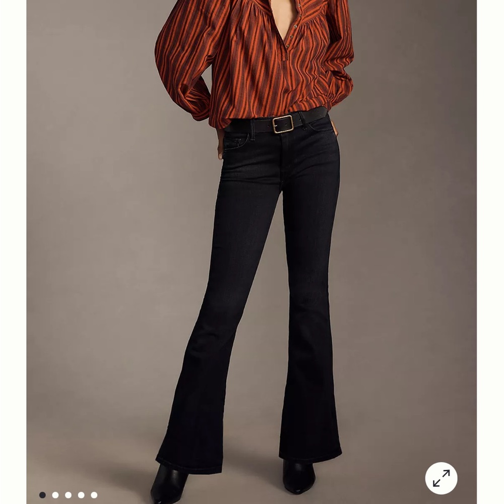 MOTHER Black (Deep End) Flared Weekender Jeans